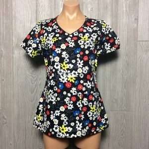 New Happy Flower Scrub Top